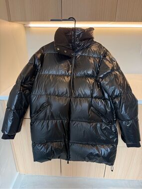 Sweaty Betty Black Shiny Puffer Coat